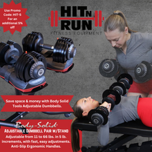 Load image into Gallery viewer, Body-Solid Tools Adjustable Dumbbell Pair with Stand
