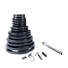 Load image into Gallery viewer, Body-Solid 300 lb Rubber Grip Olympic Plate Set with Bar (OSR300S)