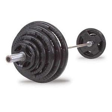 Load image into Gallery viewer, Body-Solid 300 lb Rubber Grip Olympic Plate Set with Bar (OSR300S)
